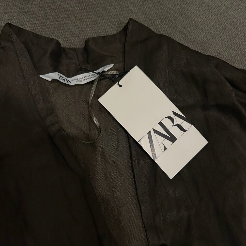 ZARA NWT WOMAN SS24 BELTED SHIRTDRESS- ZW COLLECTION KHAKI - Picture 6 of 6